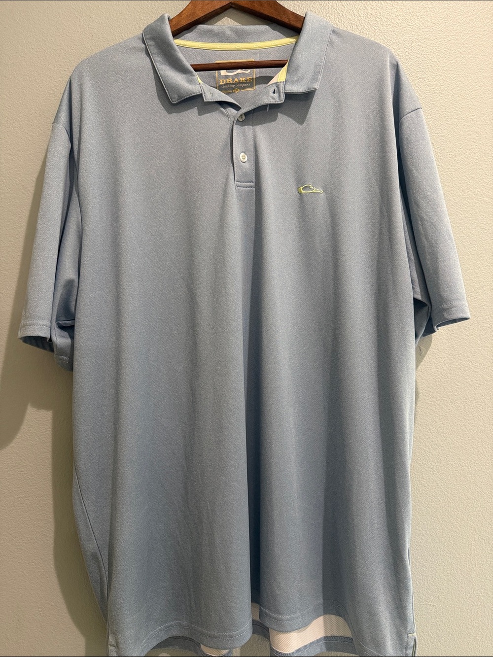 Drake Light Blue Performance Polo with Lime Accent